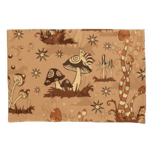 Mushroom fantasy, vintage forest wallpaper. pillowcase