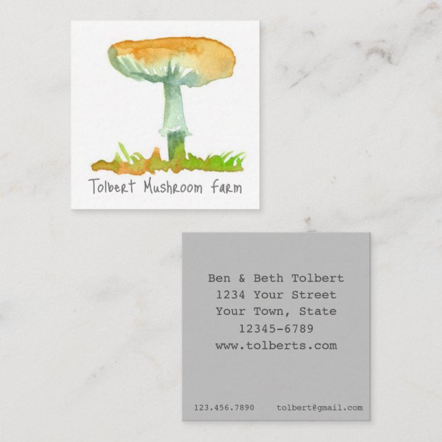 Mushroom Farm Forage Medicinal Healthy Food  Square Business Card (Front/Back)