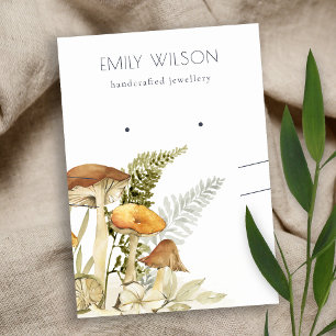 Mushroom Fern Foliage Earring Necklace Display Business Card
