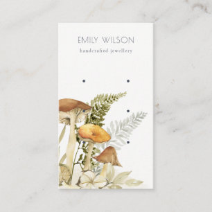 Mushroom Fern Foliage Stud 3 Earring Display Business Card
