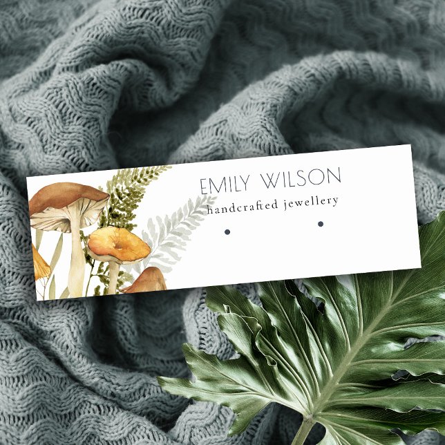 Mushroom Fern Foliage Stud Earring Display Mini Business Card (Creator Uploaded)