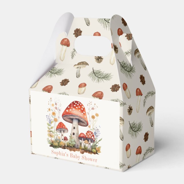 Mushroom Floral Baby Shower Favour Box (Front Side)