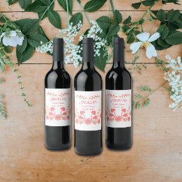 Mushroom Flowers Bride Tribe Bachelorette Peach  Wine Label