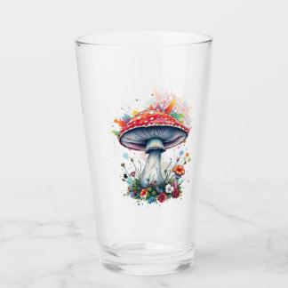 Mushroom Flowers Woodland Colorful Splash  Glass
