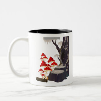 Mushroom Fly Agaric And Trees Two-Tone Coffee Mug