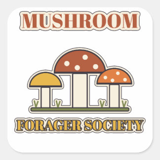 Mushroom Forager Society Vintage Cottagecore Square Sticker