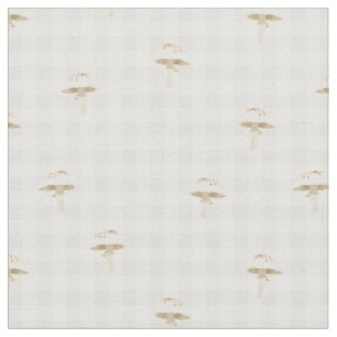 mushroom foraging - white button mushroom checkere fabric