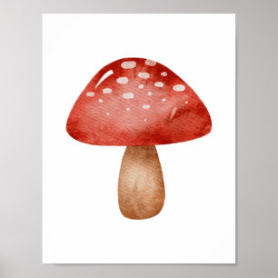 Mushroom Forest Autumn Red And White Poster