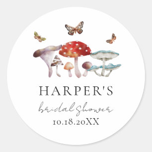 Mushroom Forest Bridal Shower Favour   Classic Round Sticker