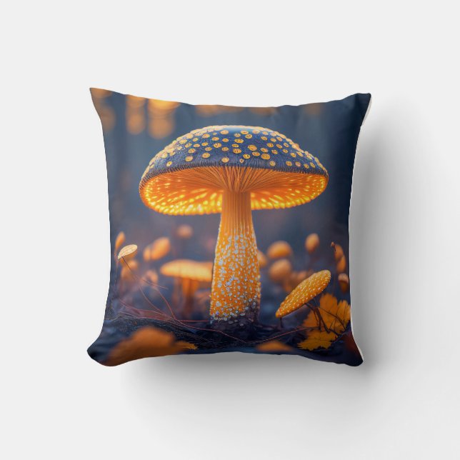 Mushroom Forest Calm Tranquil Nature Peaceful Zen Cushion (Front)
