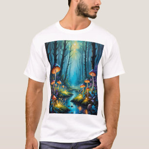 Mushroom Forest Enchanted Glowing Fantasy Art Tee