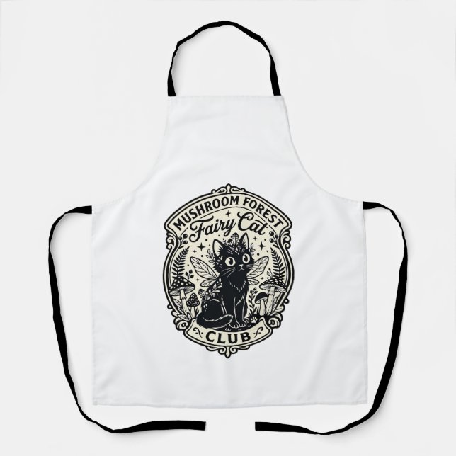 Mushroom Forest Fairy Cat Funny Cat Graphic - Mush Apron (Front)