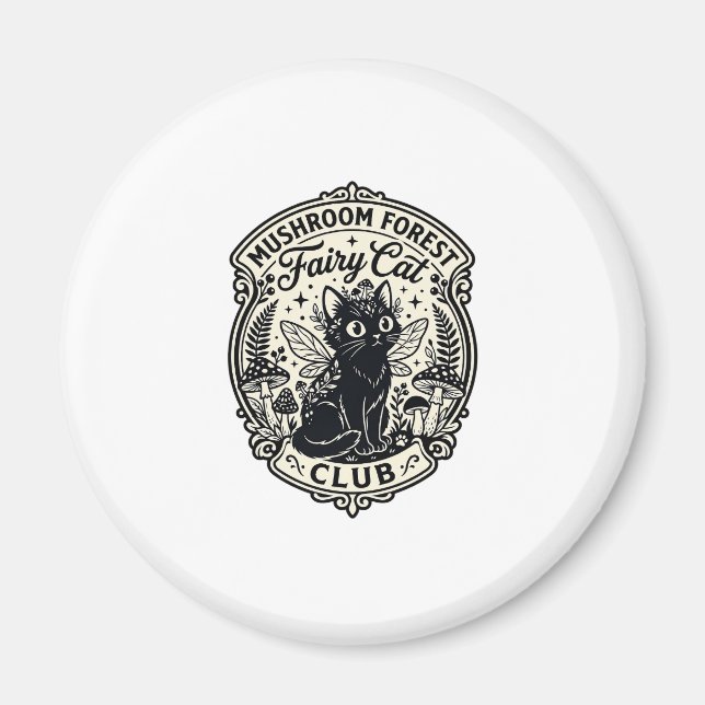 Mushroom Forest Fairy Cat Funny Cat Graphic - Mush Magnet (Front)
