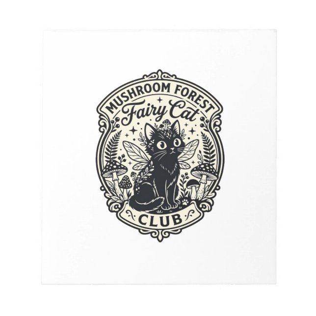 Mushroom Forest Fairy Cat Funny Cat Graphic - Mush Notepad (Front)