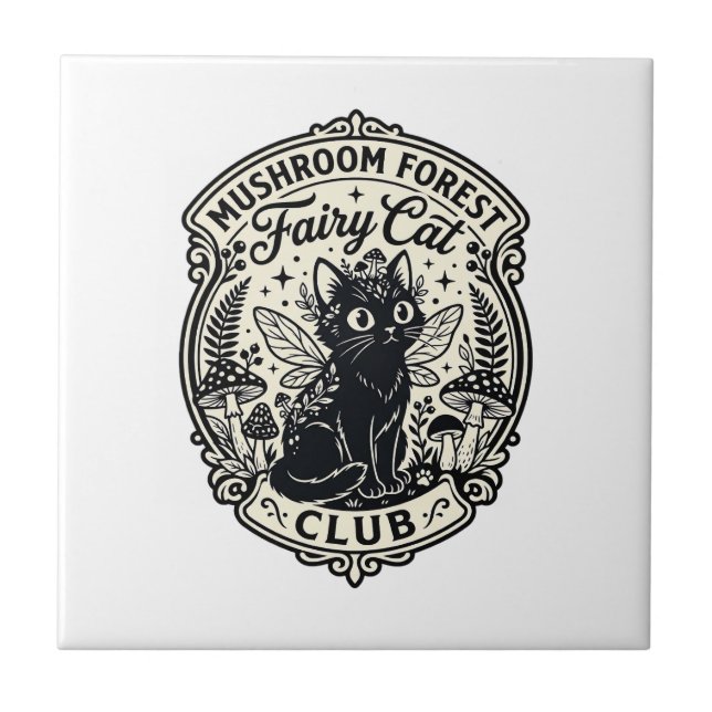 Mushroom Forest Fairy Cat Funny Cat Graphic - Mush Tile (Front)