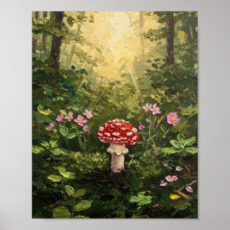 Mushroom Forest Floor | Cottagecore Art Poster