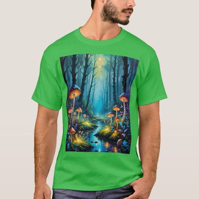 Mushroom Forest Magic Glow Scene Tee (Front)