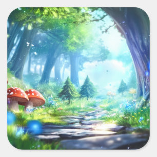 Mushroom Forest  Square Sticker