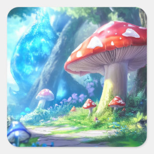 Mushroom Forest Square Sticker