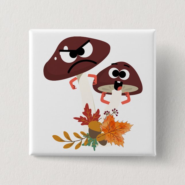 MUSHROOM FRIENDS 15 CM SQUARE BADGE (Front)