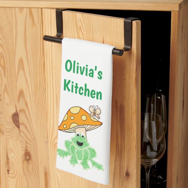 Mushroom Frog Butterfly Kitchen Hand Towel (Thirds Fold)