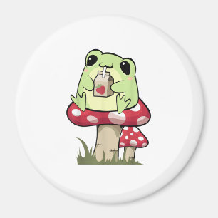 Mushroom Frog Goblincore Mycology Creative Style Magnet