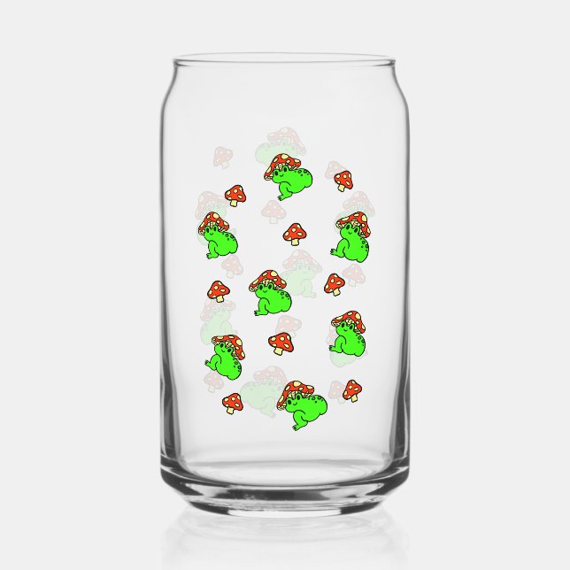Mushroom Frog Pattern Can Glass (Front)