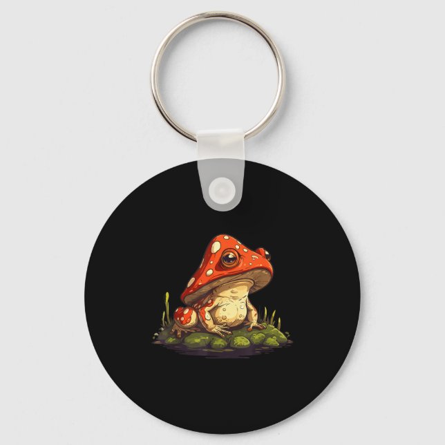 Mushroom Frog Toadstool Nature Aesthetic Cottageco Key Ring (Front)