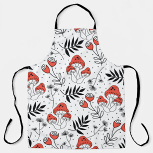 Mushroom fungi seamless vintage repeat pattern. Li Apron