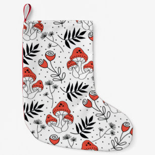 Mushroom fungi seamless vintage repeat pattern. Li Small Christmas Stocking