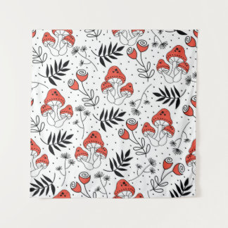 Mushroom fungi seamless vintage repeat pattern. Li Tapestry