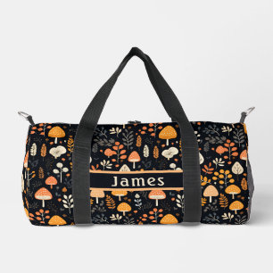 Mushroom Garden Black Duffel Bag
