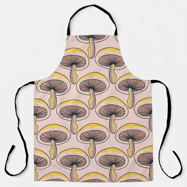 Mushroom Garden: Vintage Nature Pattern Apron (Front)