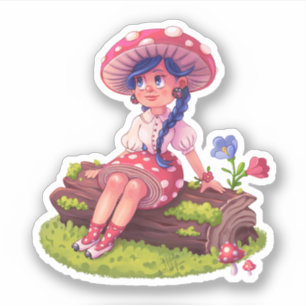 Mushroom Girl In Nature