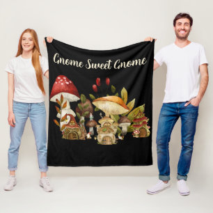 Mushroom Gnome Enchantment Fleece Blanket