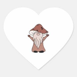 Mushroom Gnome   Heart Sticker