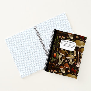Mushroom graph paper Spiral Composition Notebook