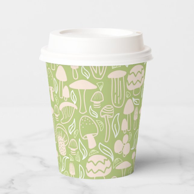 Mushroom Green Cream Paper Cups (Front)