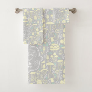 Mushroom Grey Cream Bath Towel Set