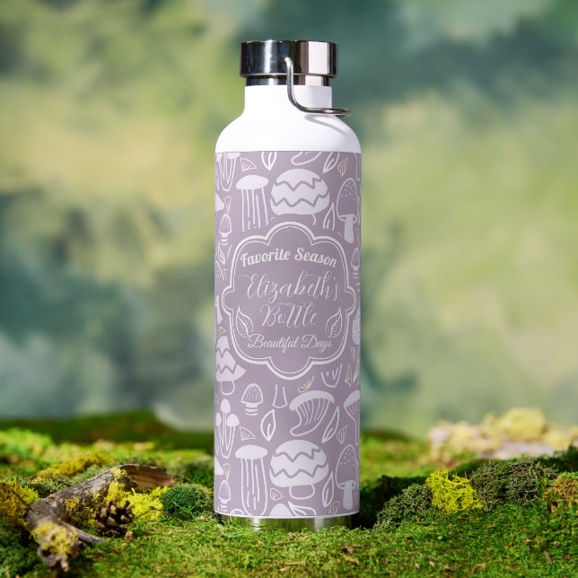 Mushroom Grey Cream Cooler Water Bottle (Outdoor)