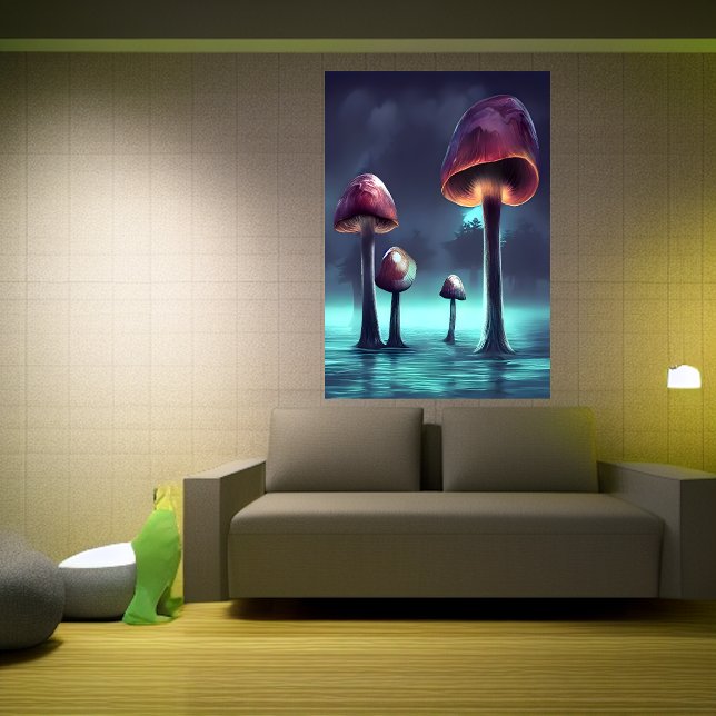 Mushroom growing in the sea | AI Art Poster (Creator Uploaded)