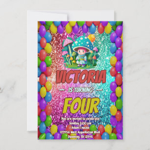 Mushroom Guardian birthday invite for kids