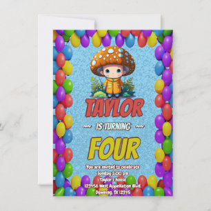 Mushroom Guardian Personalised Birthday Invite