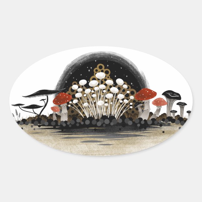 Mushroom Harvest Line Sticker - Oval (Front)