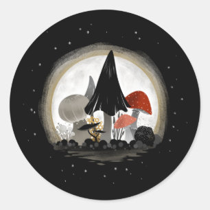 Mushroom Harvest Moon Sticker - Round w/ Sky