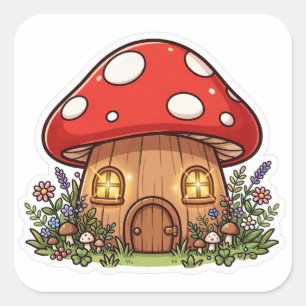 Mushroom House Cottagecore Fairy Sticker