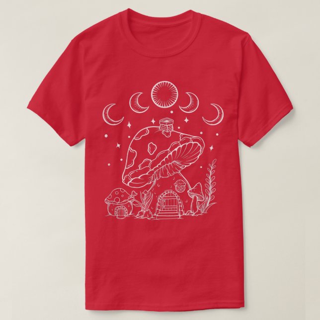 Mushroom House Fairy Fantasy Toadstool Cute Shroom T-Shirt (Design Front)