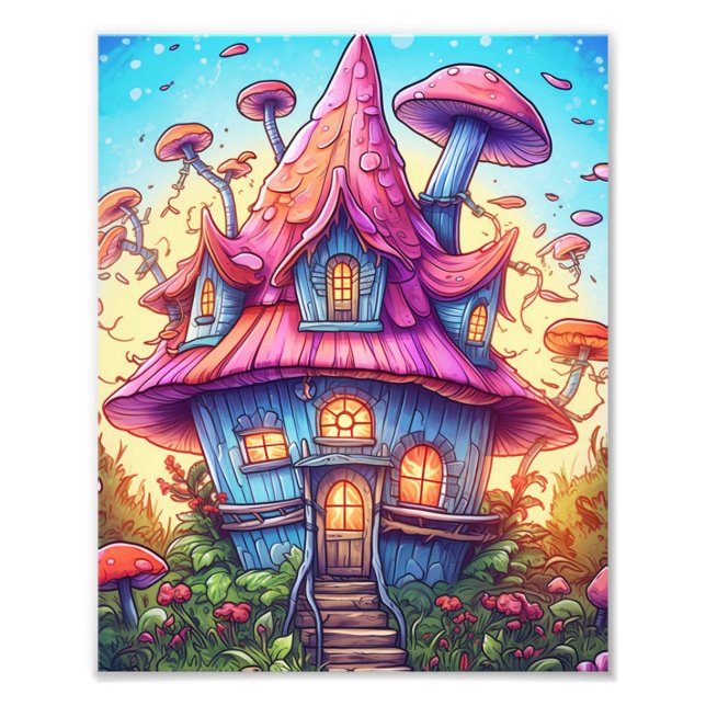 Mushroom House Fantasy Art Poster (Front)