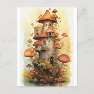 mushroom house postcard