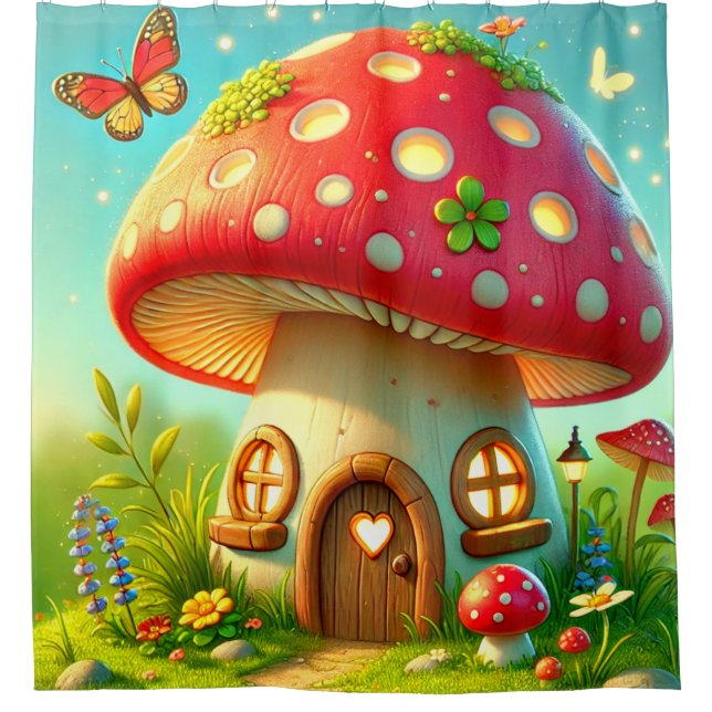 Mushroom House Shower Curtain (Front)